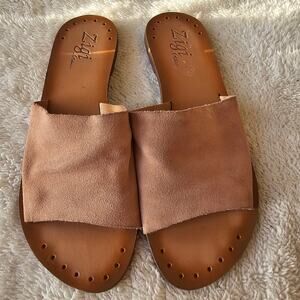 Zigi Artisan Women's‎ Laylee Suede Leather Slide Sandals Size 10M Open Toe Brown
